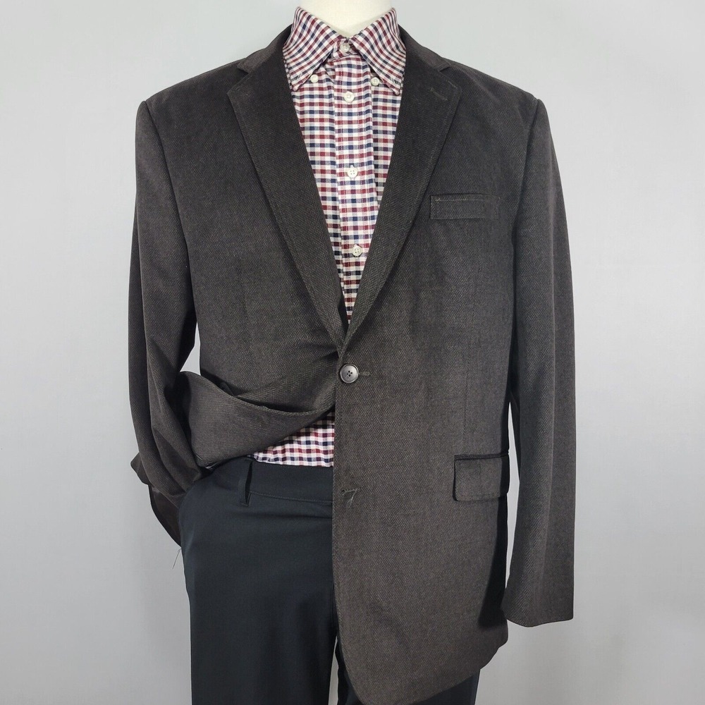 Pronto Uomo Men's Sport Coat Blazer Two Button Brown Sued Polyester Size XXL
